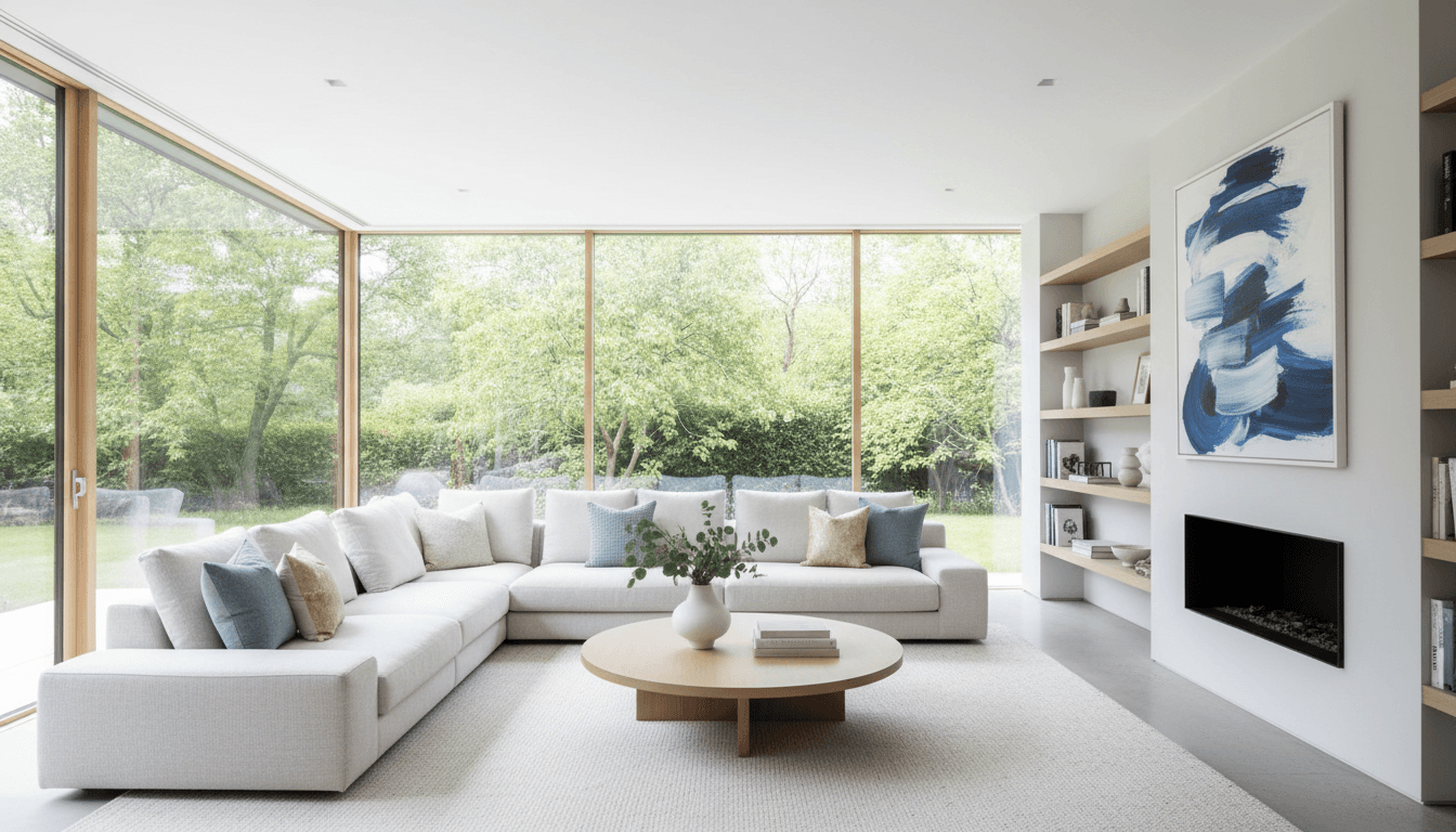Bright living room with natural light and clean modern interior